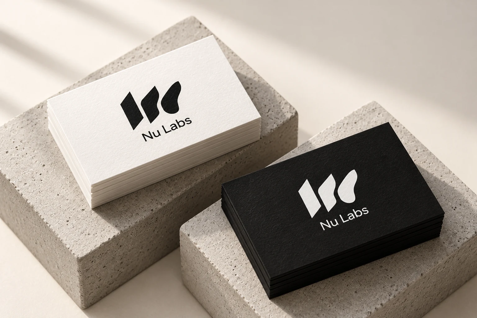 Black and white Nu Labs stationery concept